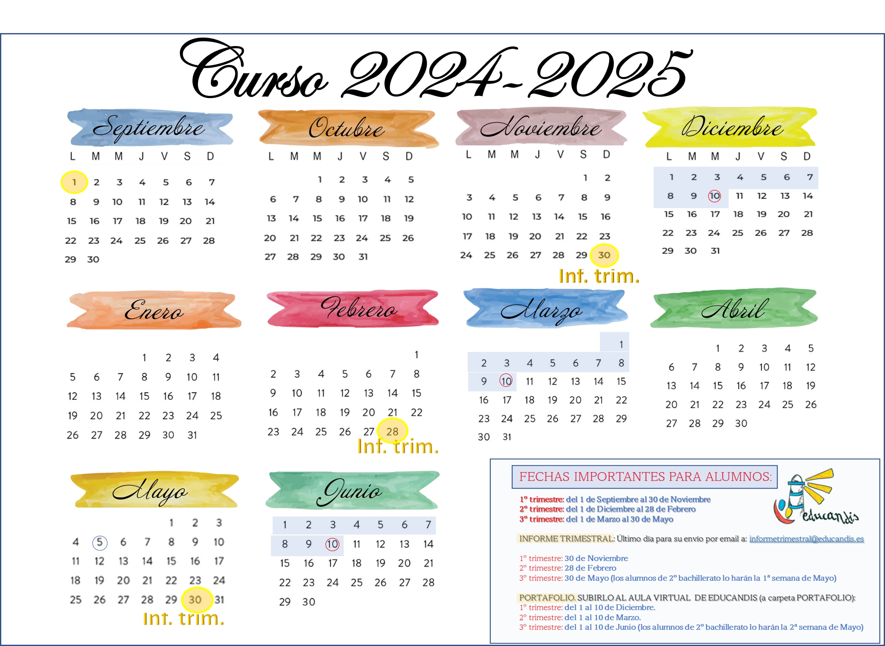 calendario curso 24-25